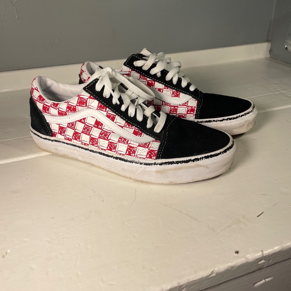 Red and Black Checkered Sneakers